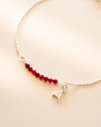 Silver Semi-Precious Birthstone Bar Letter Slider Bracelet
