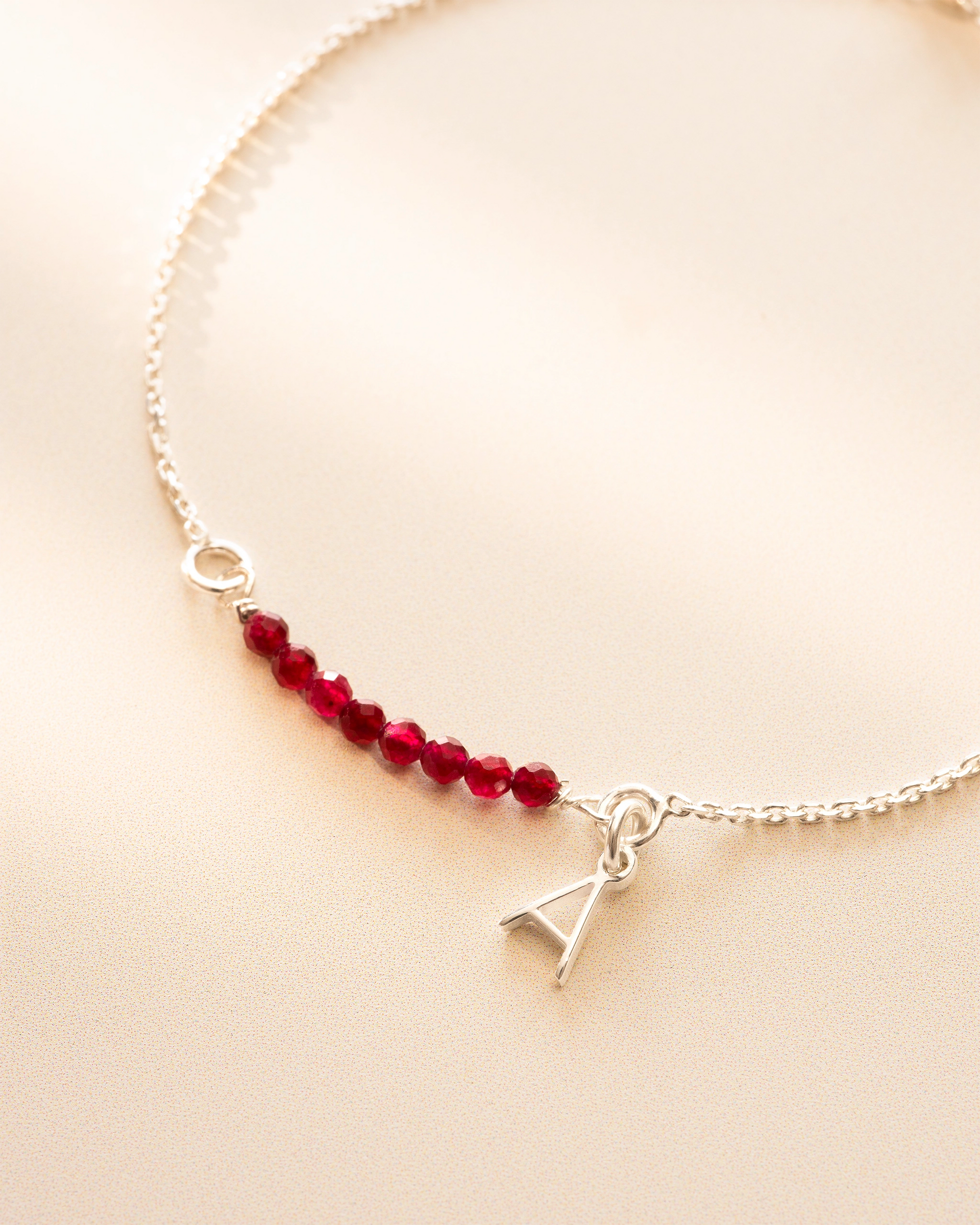 Silver Semi-Precious Birthstone Bar Letter Slider Bracelet