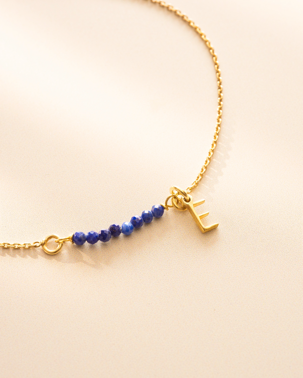 Gold Semi-Precious Birthstone Bar Letter Slider Bracelet
