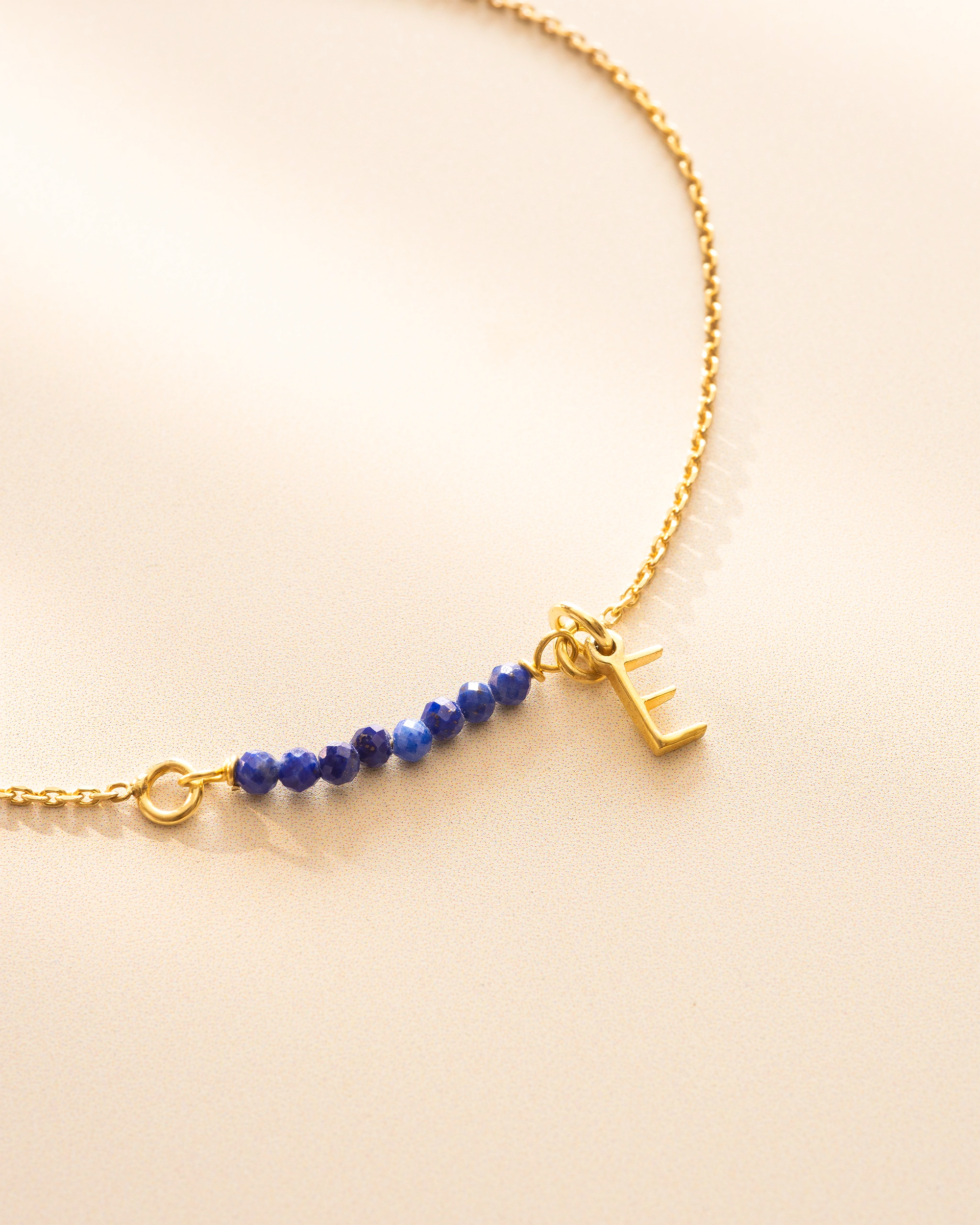 Gold Semi-Precious Birthstone Bar Letter Slider Bracelet