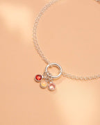 Silver Personalised Birthstone Ring Bracelet