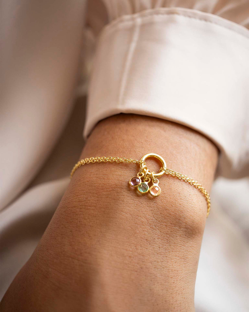 Gold Personalised Birthstone Ring Bracelet