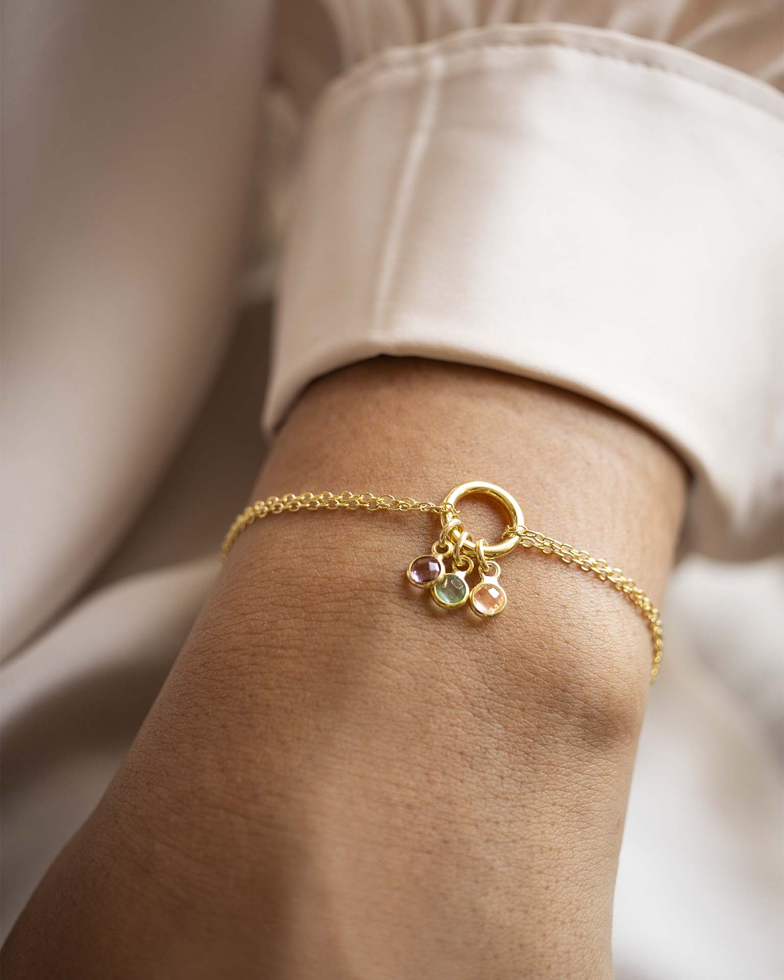 Gold Personalised Birthstone Ring Bracelet