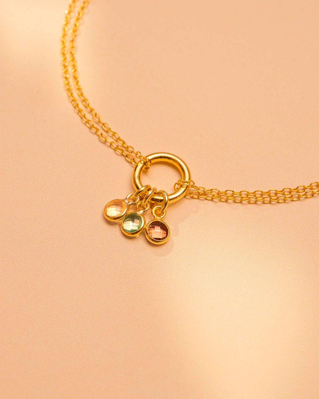Gold Personalised Birthstone Ring Bracelet