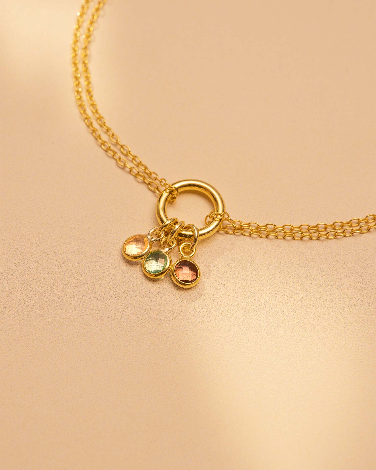 Gold Personalised Birthstone Ring Bracelet