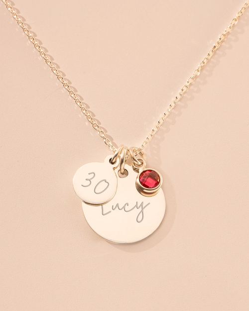 Silver Personalised Birthday Disc Name Necklace