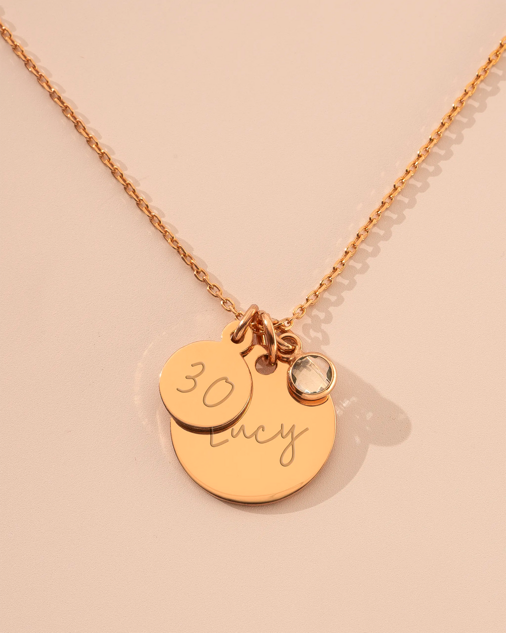 Rose Gold Personalised Birthday Disc Name Necklace