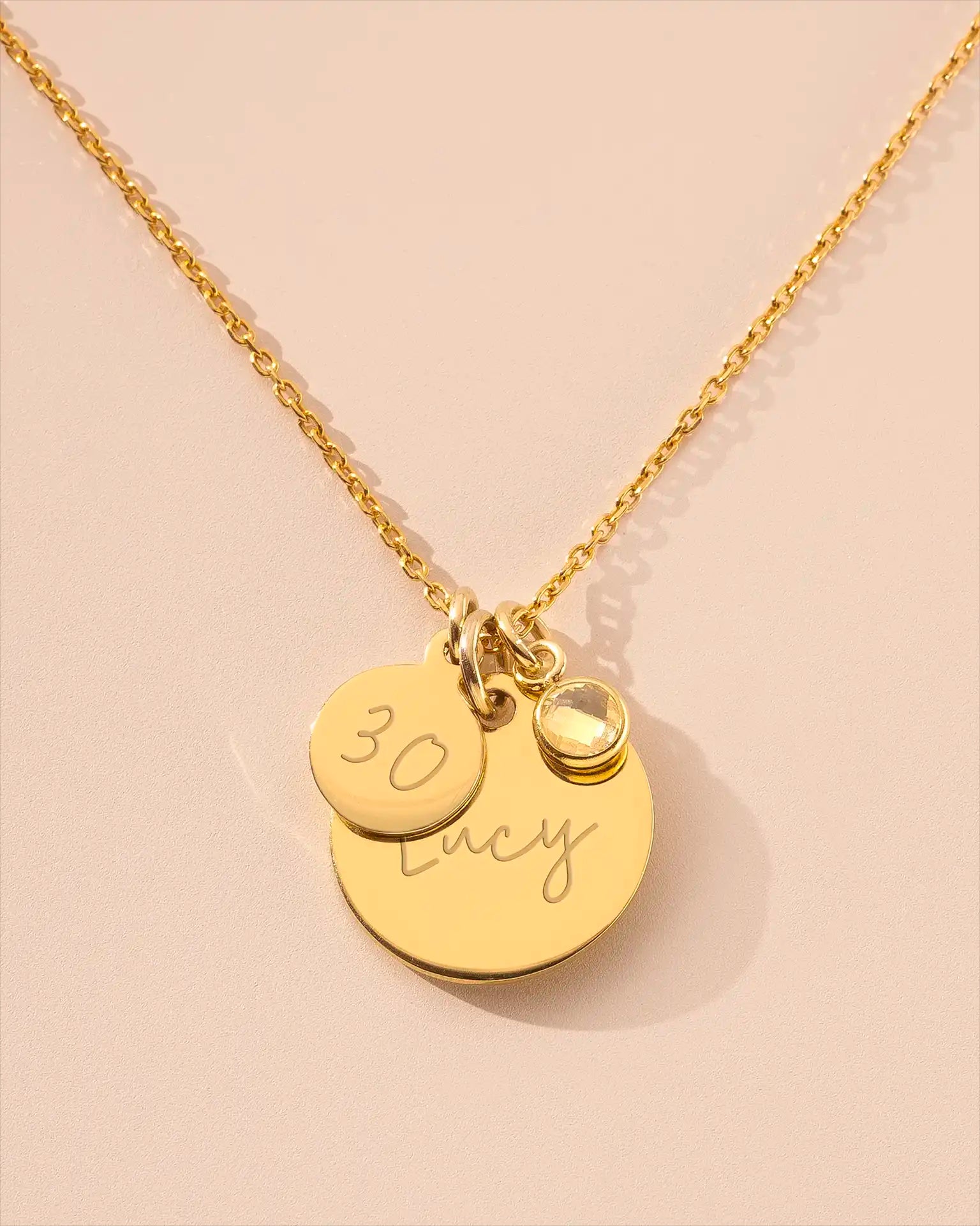 Gold Personalised Birthday Disc Name Necklace