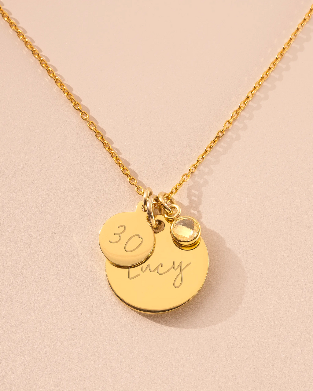 Gold Personalised Birthday Disc Name Necklace