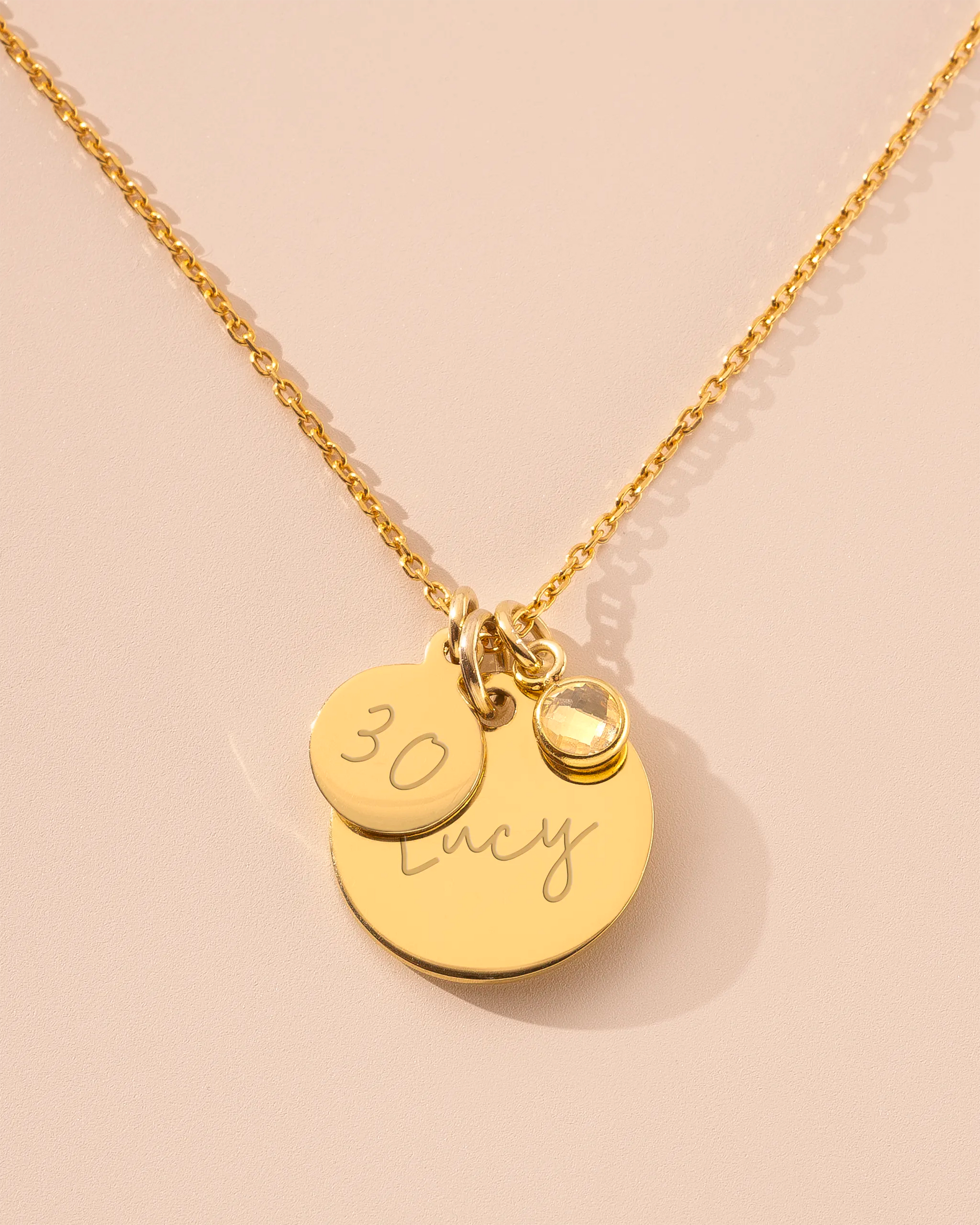 Gold Personalised Birthday Disc Name Necklace