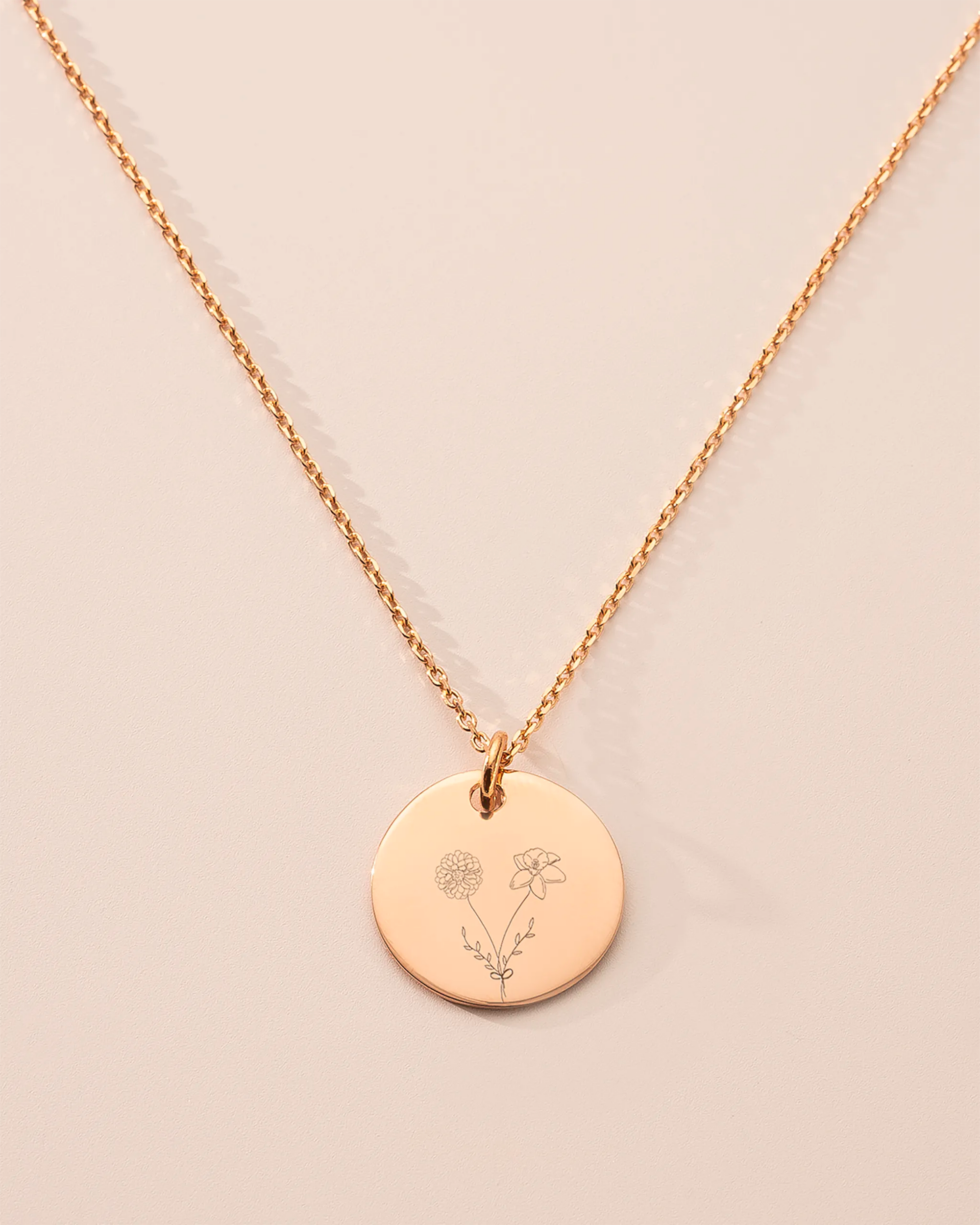 Rose Gold Birth Flower Bouquet Personalised Necklace