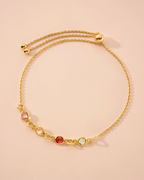 Gold Family Mini Birthstone Personalised Slider Bracelet