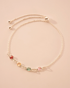 Silver Family Mini Birthstone Personalised Slider Bracelet