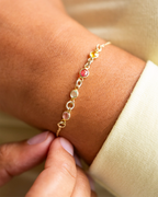 Silver Family Mini Birthstone Personalised Slider Bracelet
