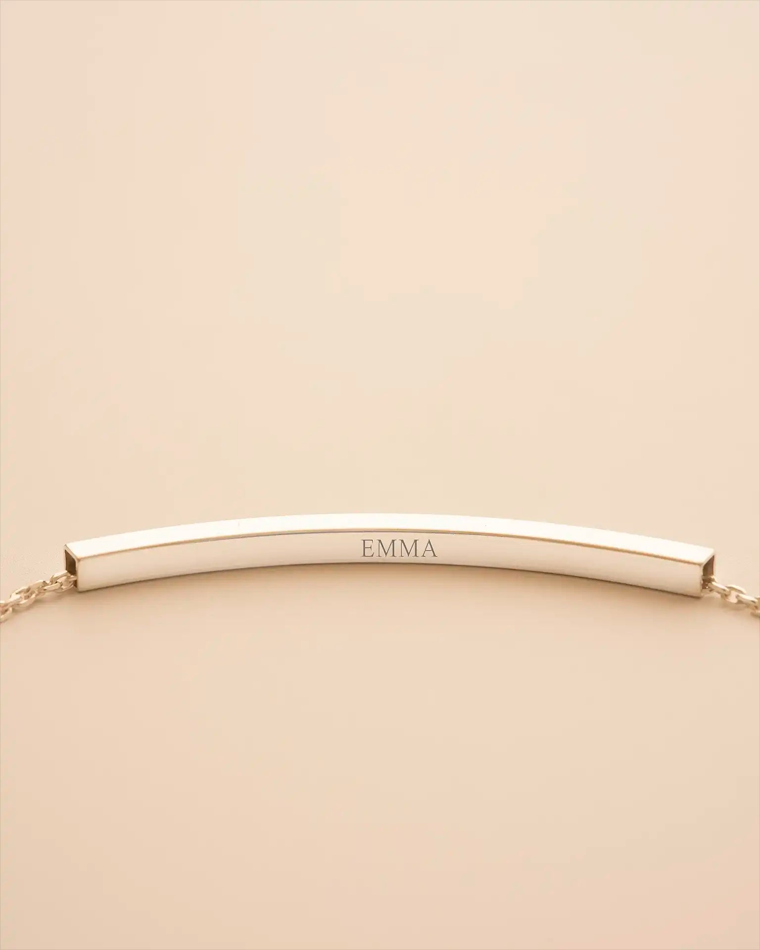 Silver Hidden Message Curved Skinny Bar Personalised Bracelet