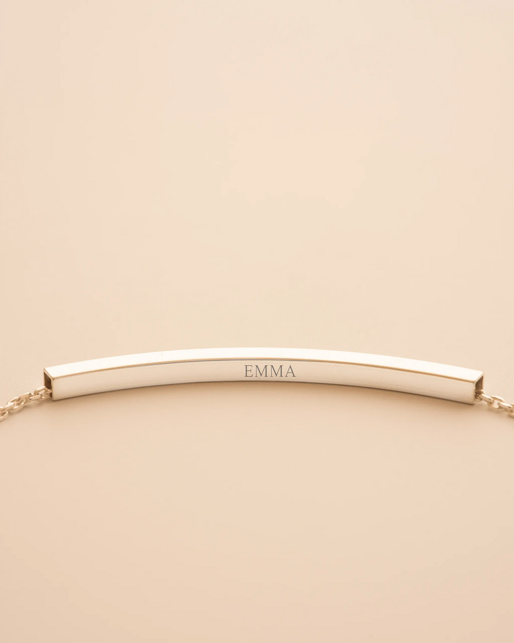 Gold Hidden Message Curved Skinny Bar Personalised Bracelet