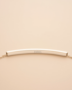 Gold Hidden Message Curved Skinny Bar Personalised Bracelet
