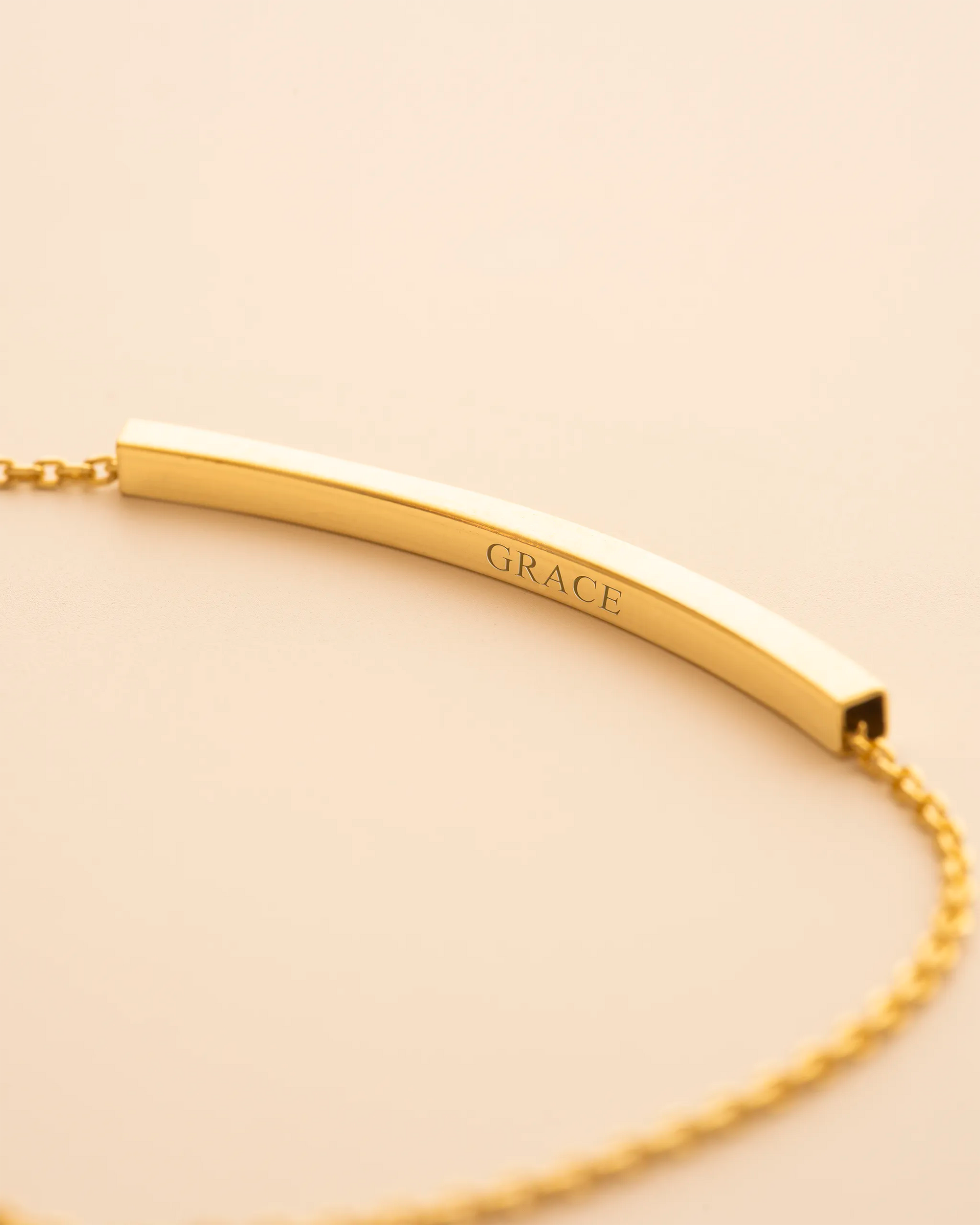 Gold Hidden Message Curved Skinny Bar Personalised Bracelet