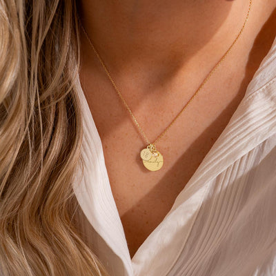  ESME BIRTHDAY DISC AND BIRTHSTONE PERSONALISED NAME NECKLACE