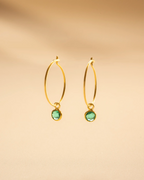 Gold Birthstone Charm Personalised Hoop Earrings