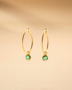 Gold Birthstone Charm Personalised Hoop Earrings