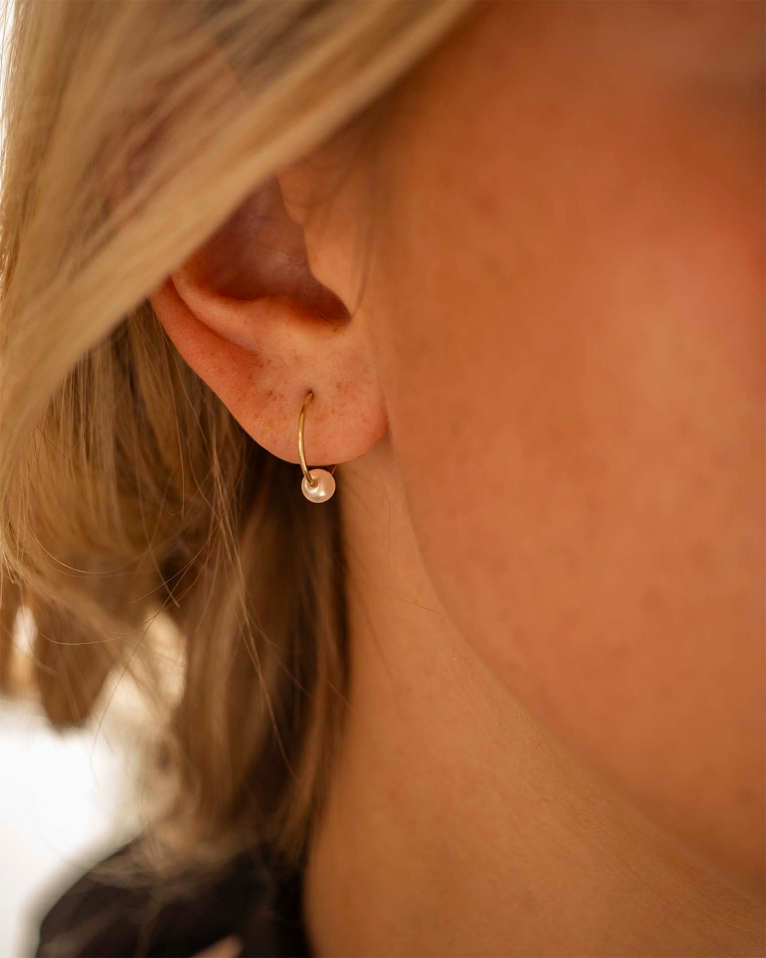 Gold Isabella Pearl Hoop Earrings