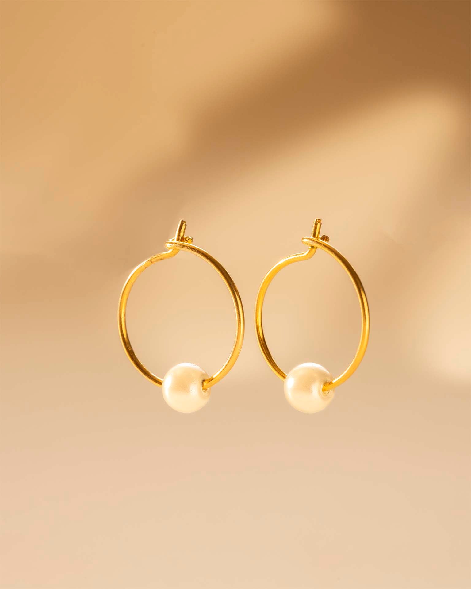 Gold Isabella Pearl Hoop Earrings