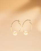 Silver Isabella Pearl Hoop Earrings