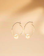 Silver Isabella Pearl Hoop Earrings
