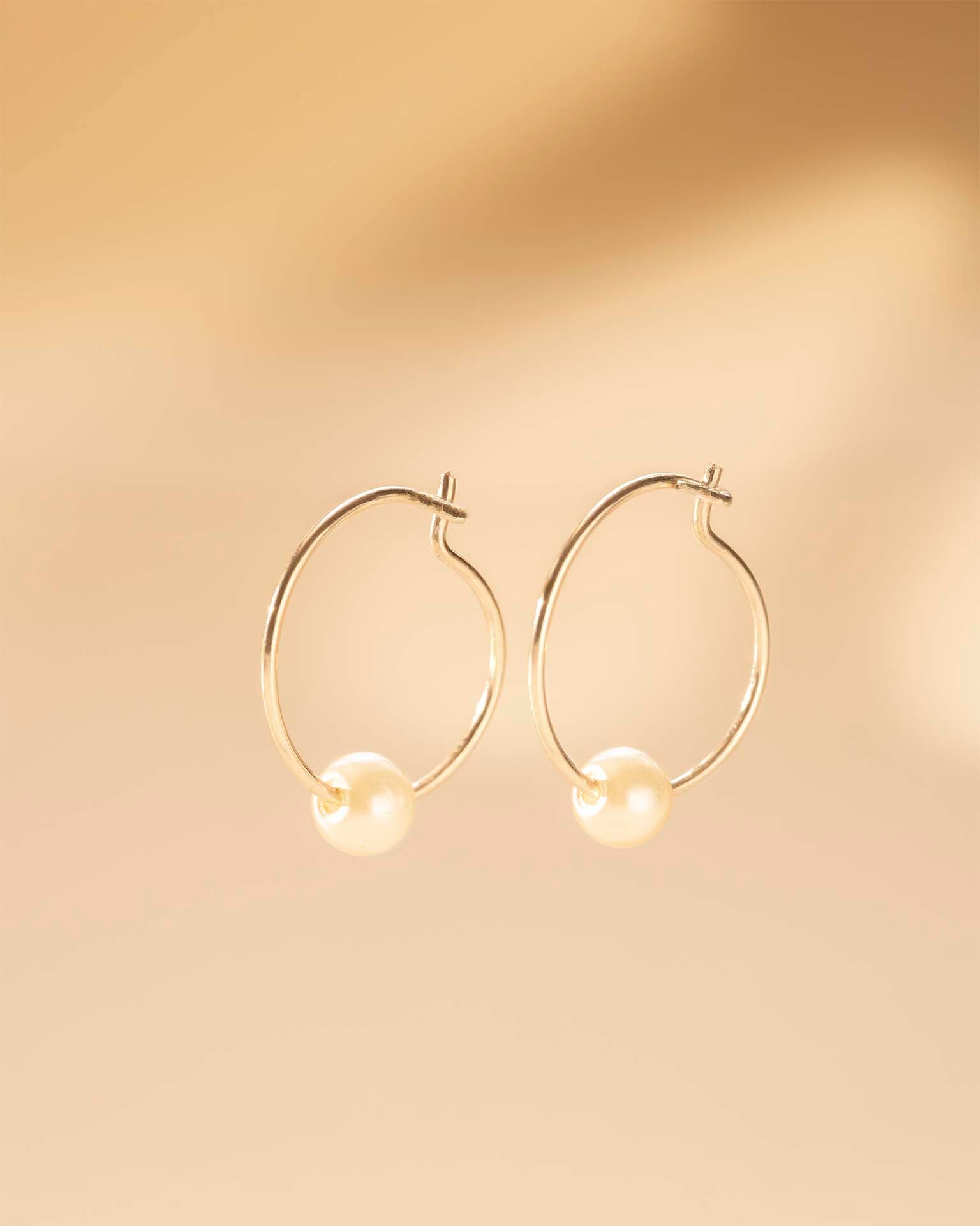 Silver Isabella Pearl Hoop Earrings