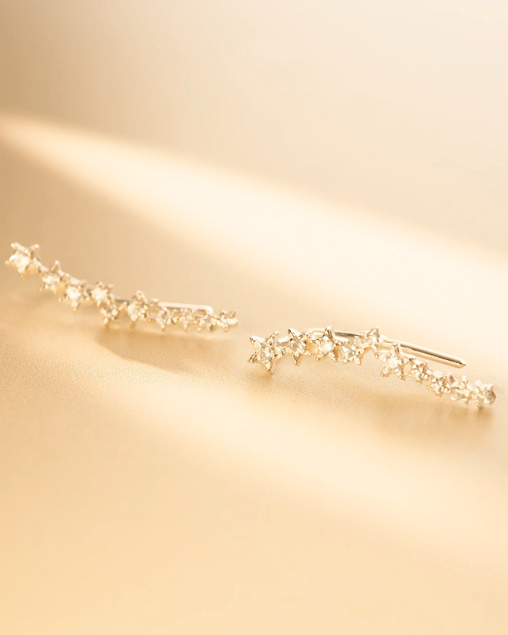 Silver Star Crystal Climber Earrings