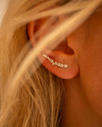Silver Star Crystal Climber Earrings