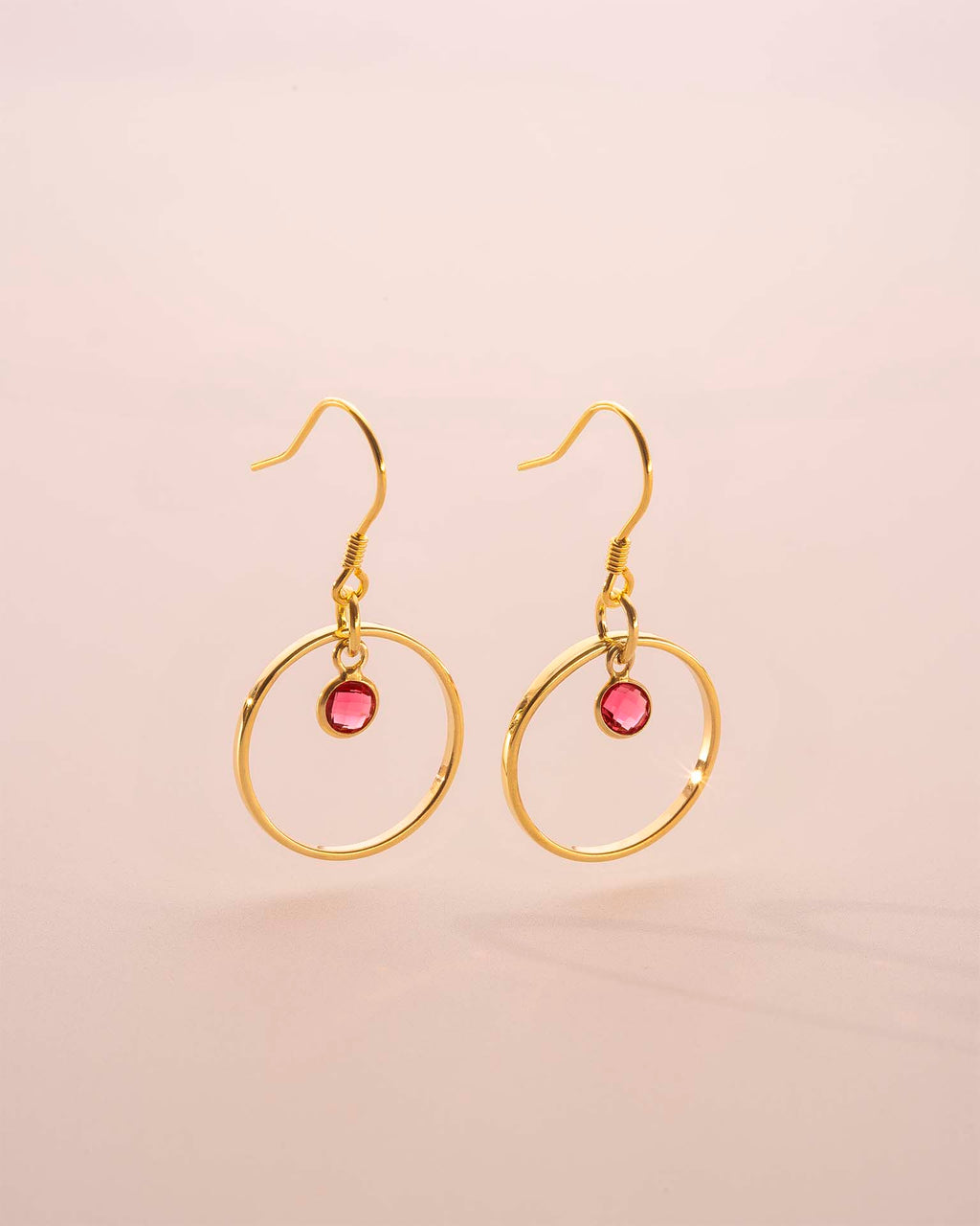 Gold Personalised Birthstone Halo Drop Earrings