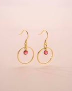 Gold Personalised Birthstone Halo Drop Earrings