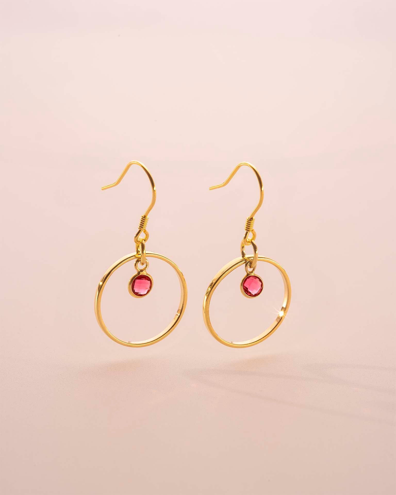 Gold Personalised Birthstone Halo Drop Earrings