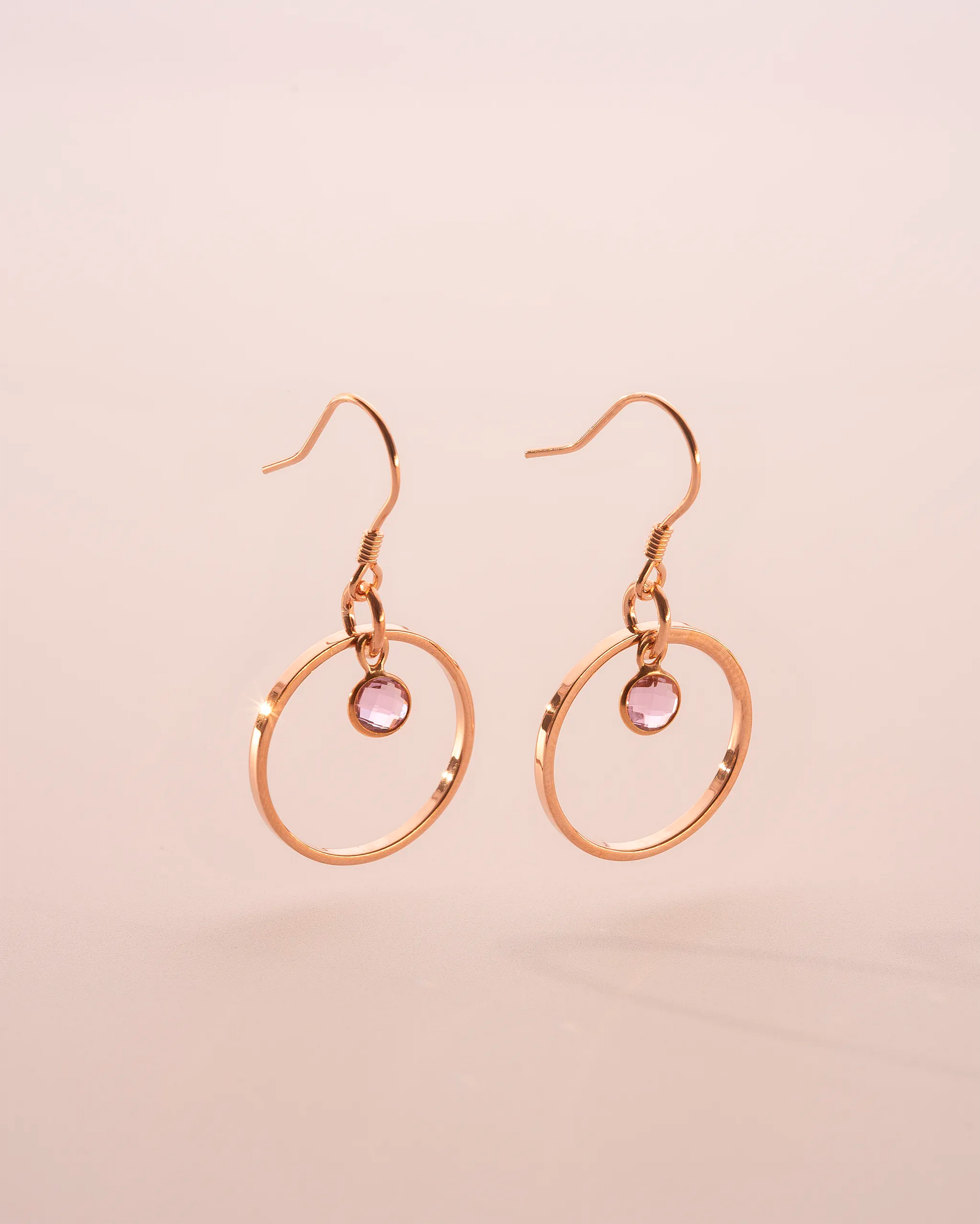 Rose Gold Personalised Birthstone Halo Drop Earrings