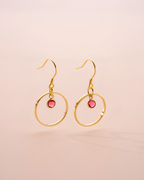 Gold Personalised Birthstone Halo Drop Earrings