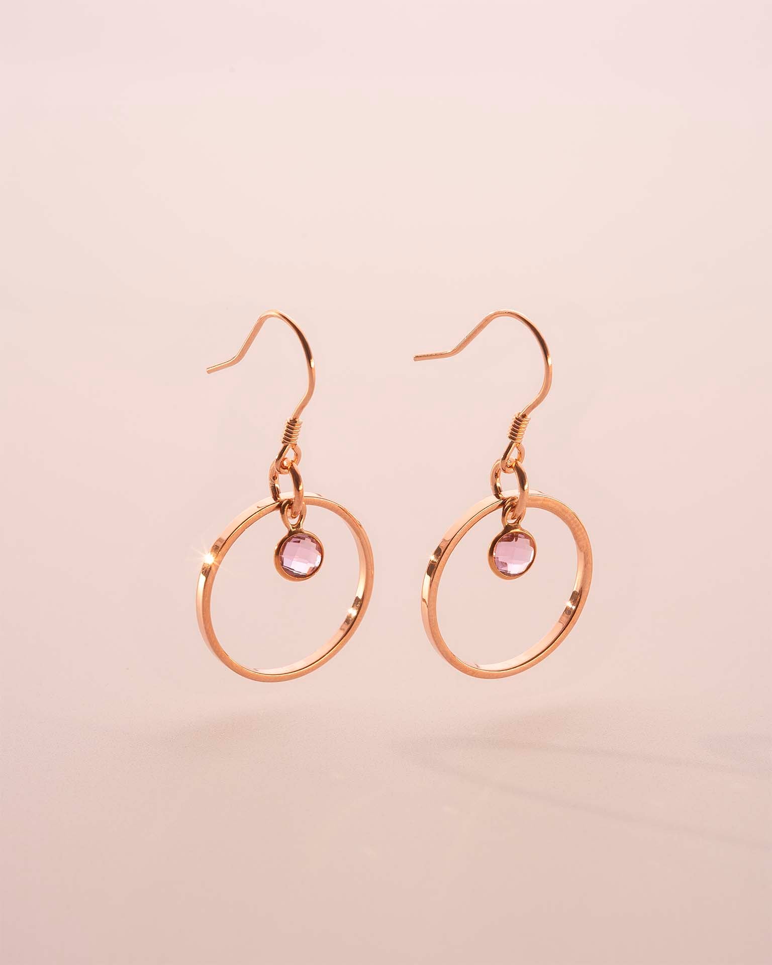 Rose Gold Personalised Birthstone Halo Drop Earrings