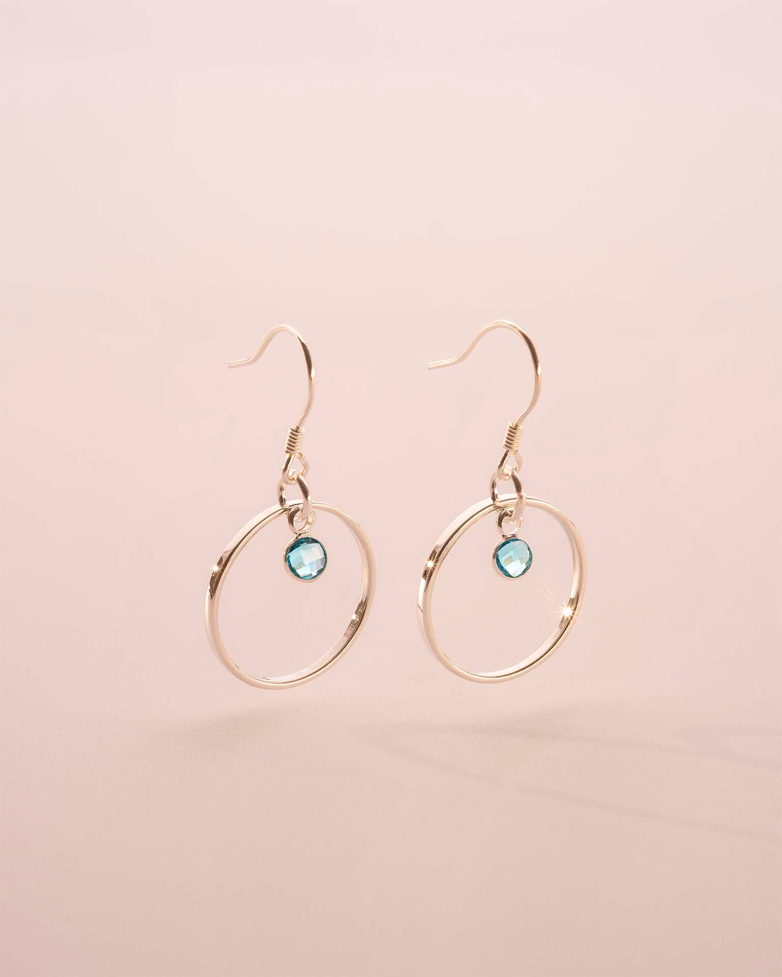 Silver Personalised Birthstone Halo Drop Earrings