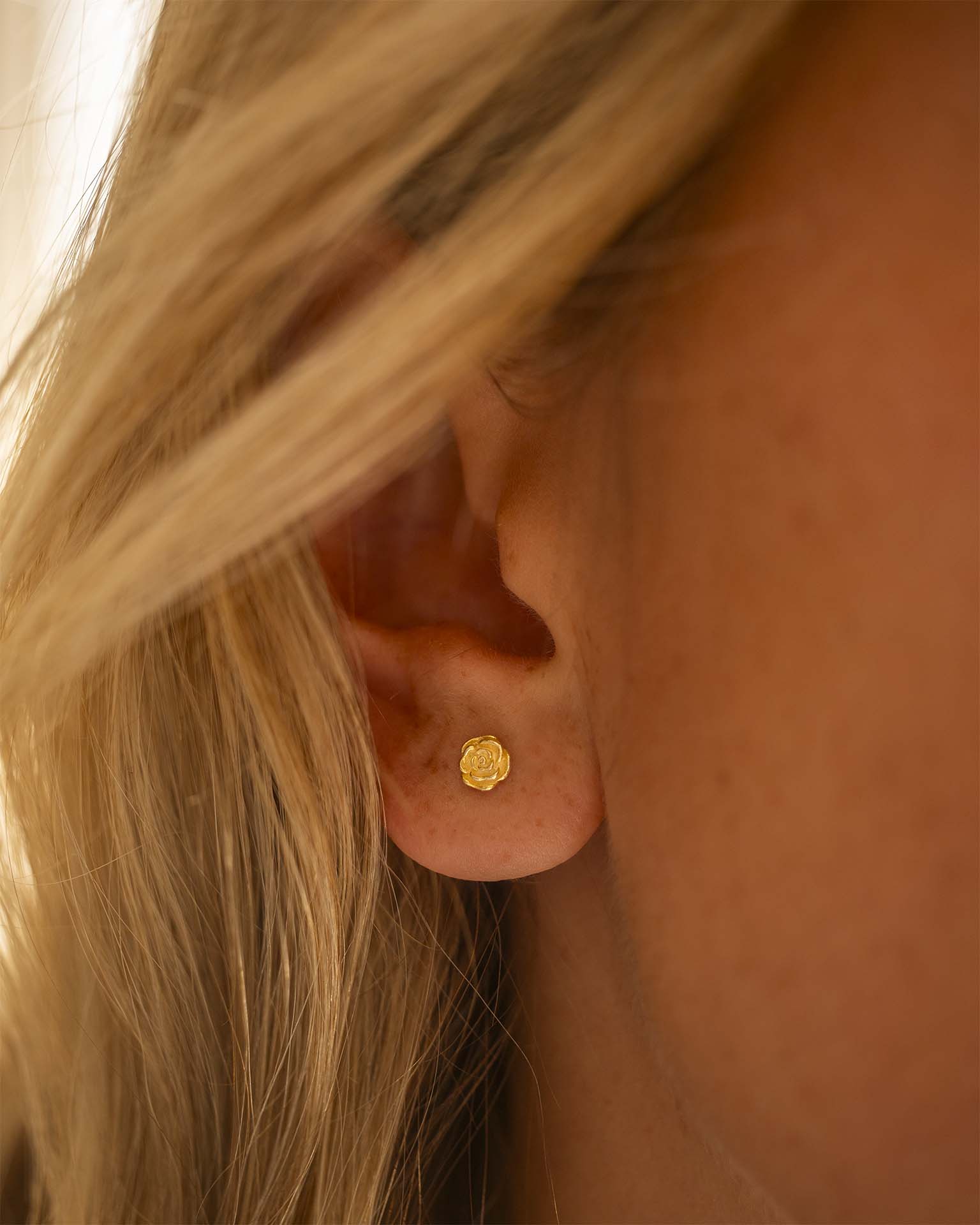 Gold Birth Flower Stud Personalised Earrings