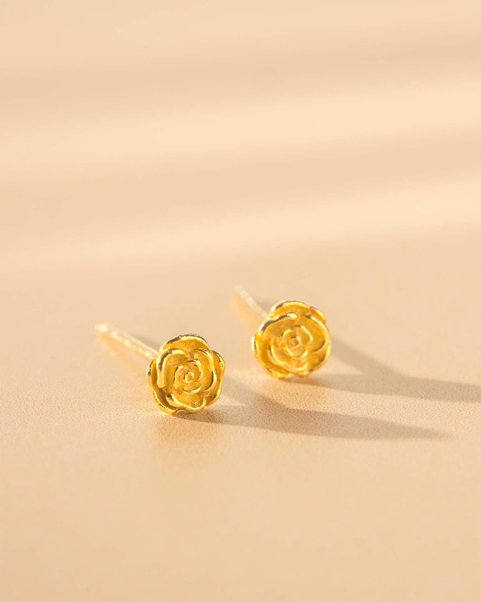 Gold Birth Flower Stud Personalised Earrings