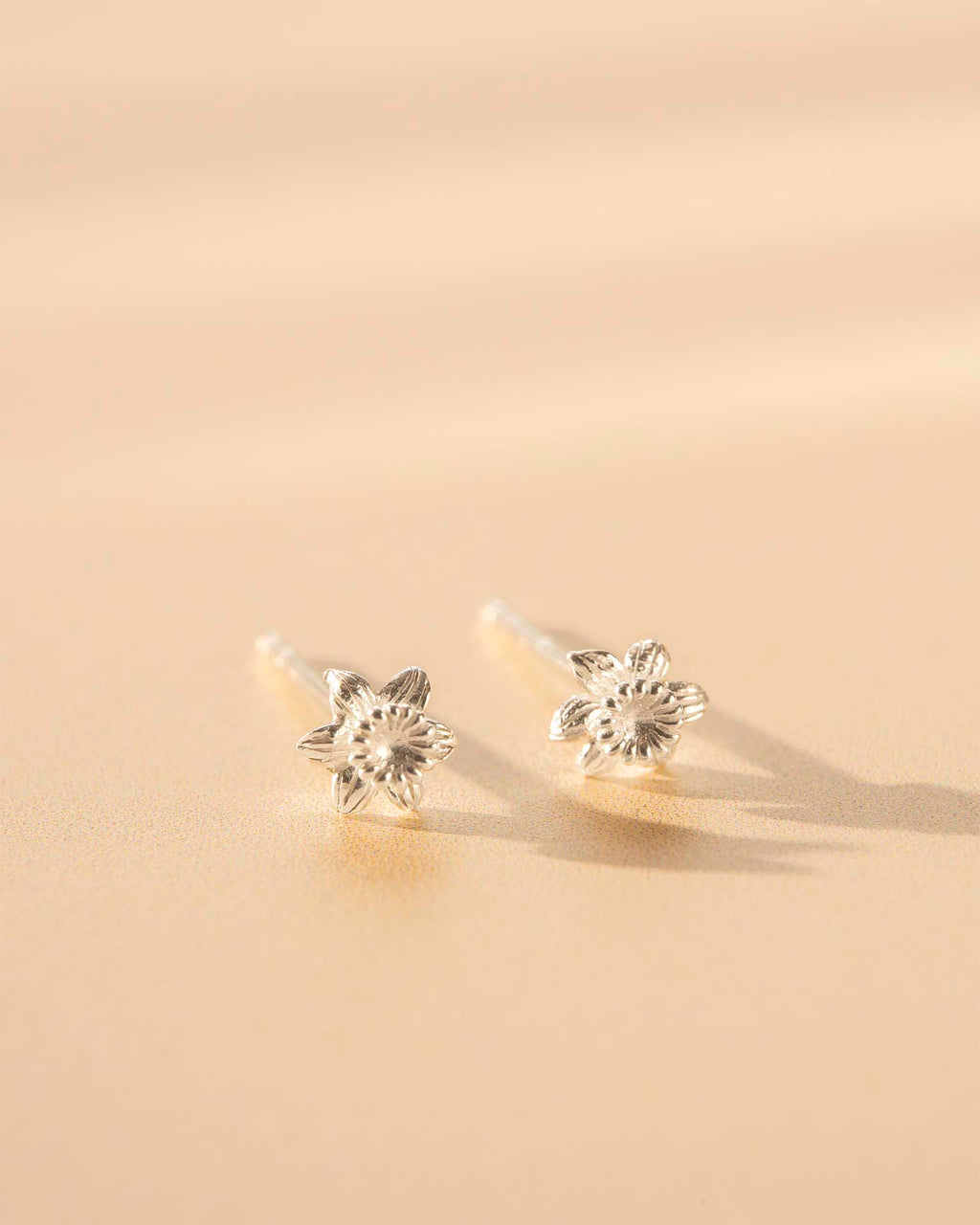 Silver Birth Flower Stud Personalised Earrings