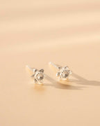Silver Birth Flower Stud Personalised Earrings