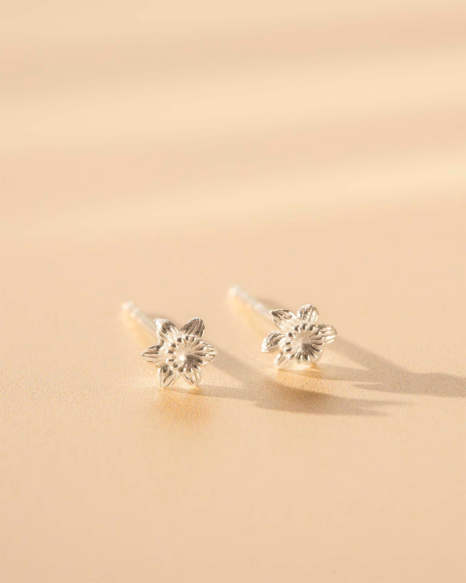 Silver Birth Flower Stud Personalised Earrings