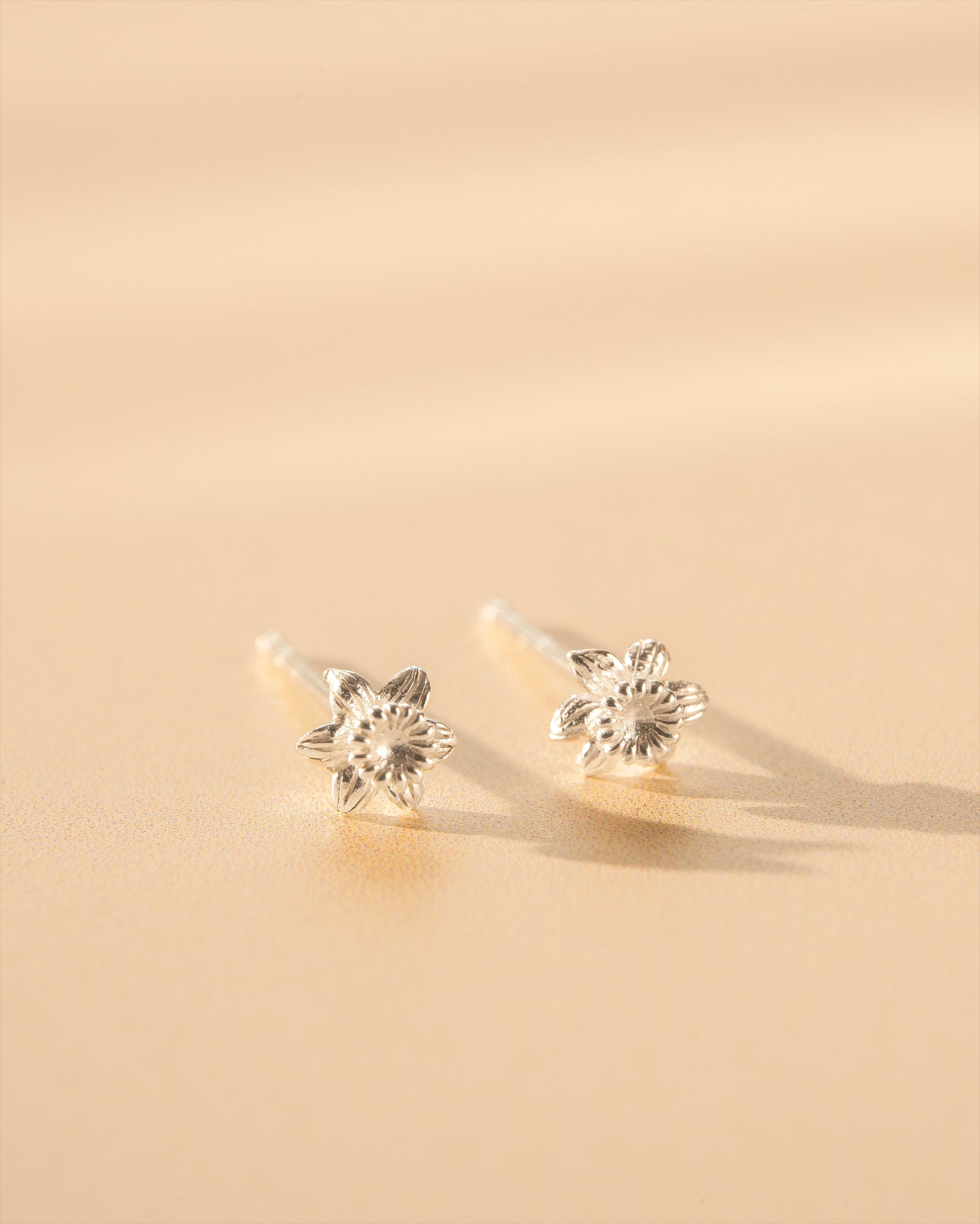 Silver Birth Flower Stud Personalised Earrings