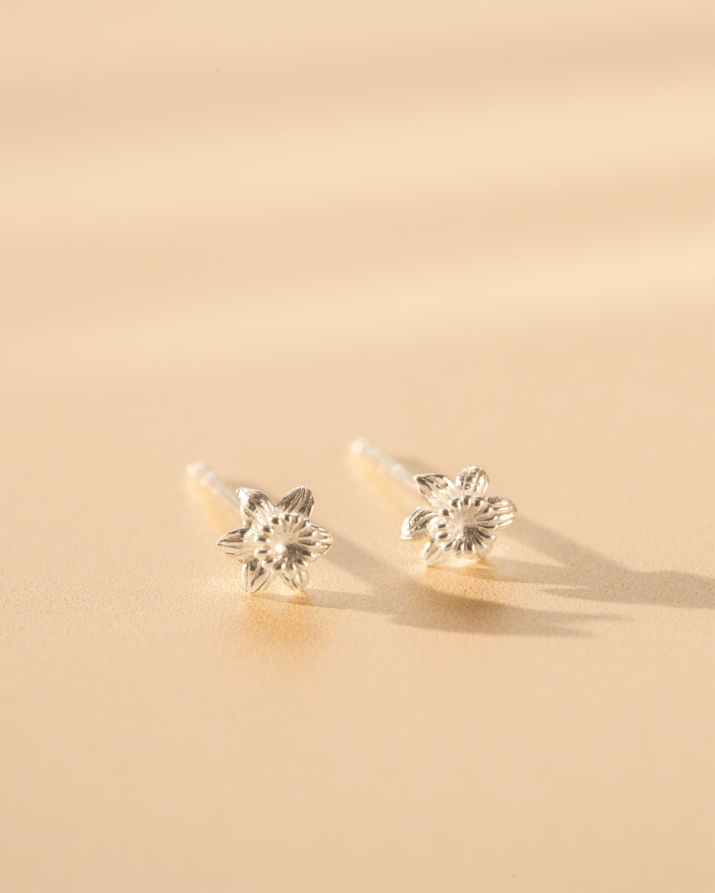 Silver Birth Flower Stud Personalised Earrings