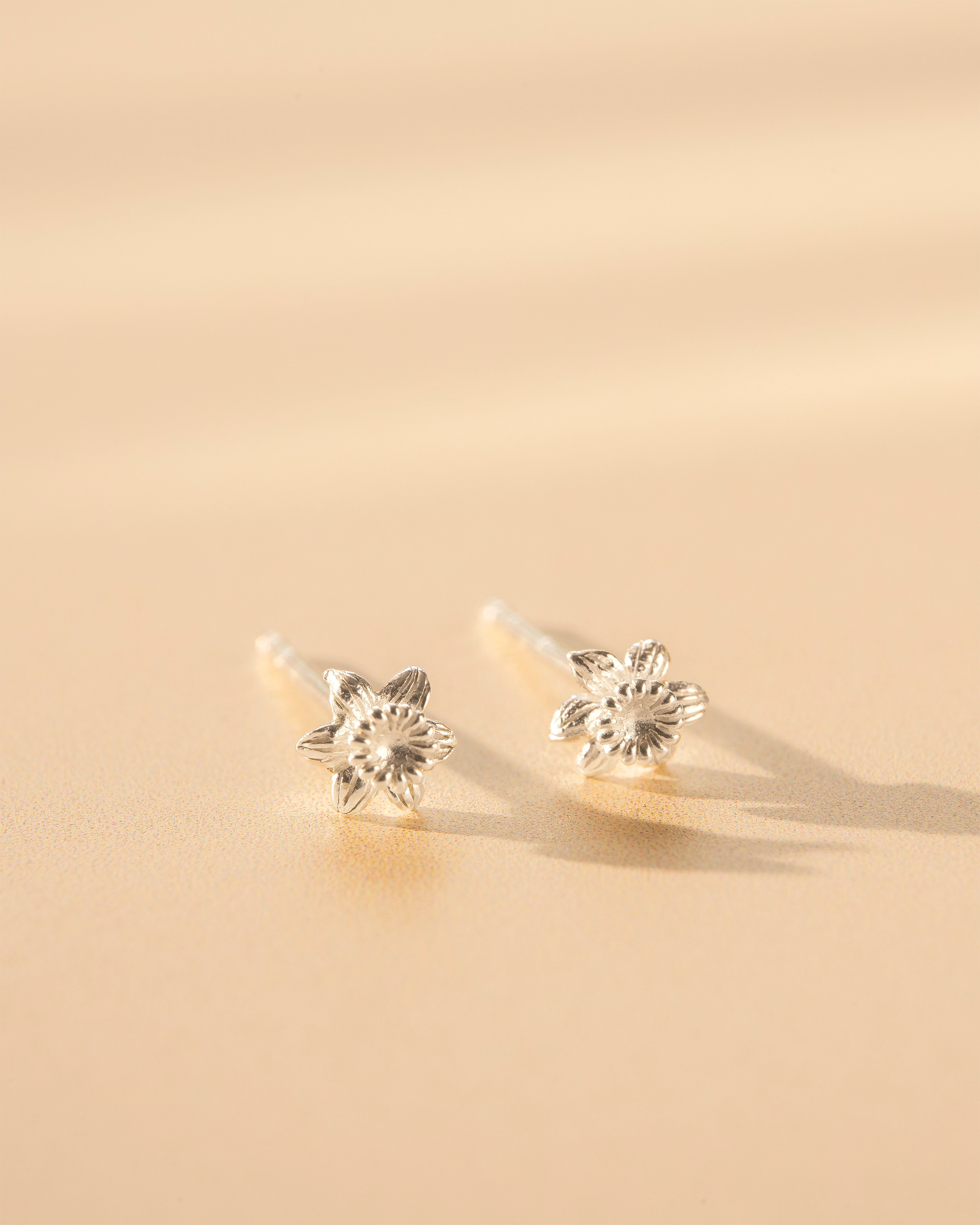 Silver Birth Flower Stud Personalised Earrings