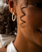 Silver Freshwater Pearl Personalised Hoop Earrings