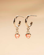 Silver Gemstone Heart Hoop Earrings