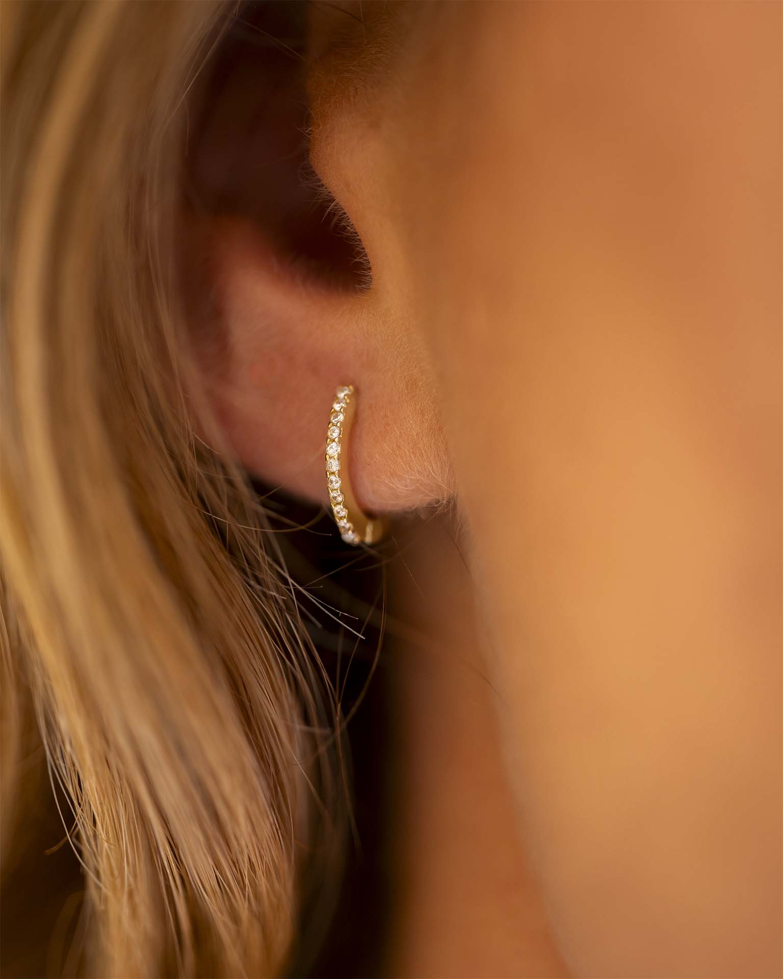 Gold Mini Crystal Huggie Hoop Earrings